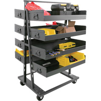 Double-Sided Heavy Duty A-Frame Cart with 8 Large Lipped Trays, 38" x 30" x 63", 2500 lbs. Capacity Cam Industrial