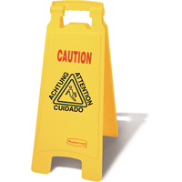 Wet Floor Safety Signs, Quadrilingual with Pictogram Cam Industrial
