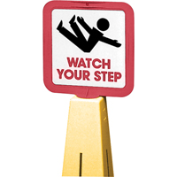 "Watch Your Step" Traffic Cone Message Label, Adhesive, English with Pictogram Cam Industrial