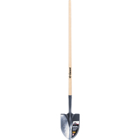 Pro Round Point Shovel, Tempered Steel Blade, Wood, Straight Handle Cam Industrial