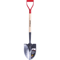 Pro Round Point Shovel, Tempered Steel Blade, Wood, D-Grip Handle Cam Industrial