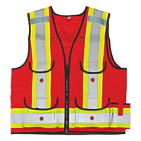 All-Trades 1000D&reg; Surveyor Safety Vest, Red, Large, Polyester Cam Industrial