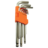 Ball End Hex Key Set, 9 Pcs., Metric Cam Industrial