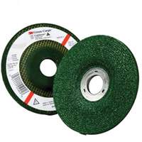 Green Corps Depressed Centre Wheel, 4-1/2" x 1/4", 7/8" Arbor, Aluminum Oxide, Type 27 Cam Industrial