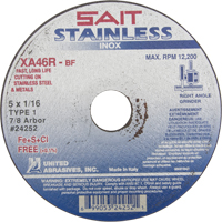 Cut-Off Wheel Contaminant-Free ZA46R, 15" x 1/16", 7/8" Arbor, Type 1, Aluminum Oxide, 12200 RPM Cam Industrial