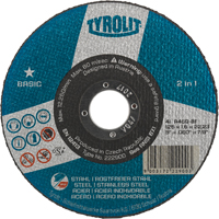 Basic 2 In 1 Cut-Off Wheel, 4-1/2" x 1/16", 7/8" Arbor, Type 1, Aluminum Oxide, 13300 RPM Cam Industrial