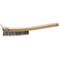 Scratch Brush With Scraper, Steel, 3 x 19 Wire Rows, 13" Long Cam Industrial