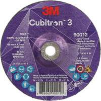 Cubitron 3 Cut and Grind Wheel, 4" x 5/32", 3/8" Arbor, Type 27, 36 Grit, Ceramic Cam Industrial