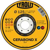 CERABOND X Cut-Off Wheel for Steel & Stainless Steel, 4-1/2" x 0.45", 7/8" Arbor, Type 1, Ceramic, 12250 RPM Cam Industrial