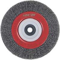 Crimped Bench Wheel, 6" Dia., 0.014" Fill, 1/2"-2 Arbor Cam Industrial