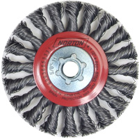 Full Cable Twist Wire Wheel, 4" Dia., 0.02" Fill, 5/8"-11 Arbor, Steel Cam Industrial