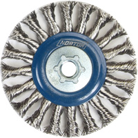 Full Cable Twist Wire Wheel, 4" Dia., 0.02" Fill, 5/8"-11 Arbor, Stainless Steel Cam Industrial