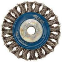 Full Cable Twist Wire Wheel, 5" Dia., 0.02" Fill, 5/8"-11 Arbor, Stainless Steel Cam Industrial