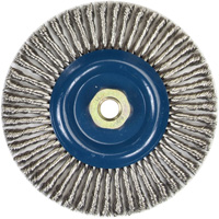 Stringer Bead Knot Wire Brush For Angle Grinders, 6" Dia., 0.02" Fill, 5/8"-11 Arbor, Stainless Steel Cam Industrial