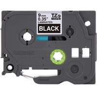 P-touch&reg; Labeling Systems, 9 mm x 314.96" or 8 m, White on Black Cam Industrial