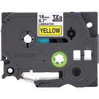 Tape Cartridge for P-touch&reg; Labeling System, 18 mm x 8 m, Black on Yellow Cam Industrial