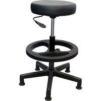 900 Series Task Stool, Stationary, Adjustable, 20" - 28", Vinyl Seat, Black Cam Industrial