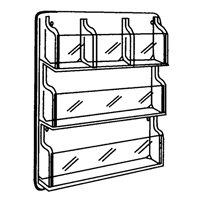 Literature Displays, Wall Mount, 9 Slots, Plastic, 30" W x 2" D x 36-7/8" H Cam Industrial