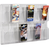 Literature Displays, Wall Mount, 12 Slots, Plastic, 30" W x 2" D x 20-3/8" H Cam Industrial