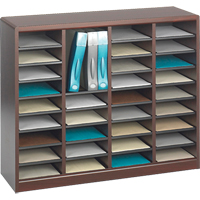 E-Z Stor&reg; Literature Organizer, Stationary, 36 Slots, Wood, 40" W x 3/4" D x 32-1/2" H Cam Industrial