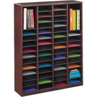E-Z Stor&reg; Literature Organizer, Stationary, 60 Slots, Wood, 40" W x 3/4" D x 52-1/4" H Cam Industrial