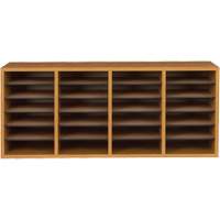 Adjustable Compartment Literature Organizer, Stationary, 24 Slots, Wood, 39-1/4" W x 11-3/4" D x 16-1/4" H Cam Industrial