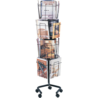Literature Display Racks - Rotary Floor Displays, Rotating, 16 Slots, Wire Mesh, 15" W x 15" D x 60" H Cam Industrial