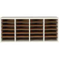 Adjustable Compartment Literature Organizer, Stationary, 24 Slots, Wood, 39-1/4" W x 11-3/4" D x 16-1/4" H Cam Industrial