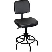 6000 Series Stool with Back, Stationary, Adjustable, 26" - 31", Vinyl Seat, Black Cam Industrial