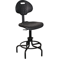 6000 Series Stool with Back, Stationary, Adjustable, 24" - 29", Polyurethane Seat, Black Cam Industrial