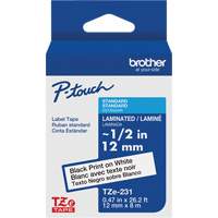 Tze Tape Cartridges, 12 mm x 26-1/4', Black on White Cam Industrial