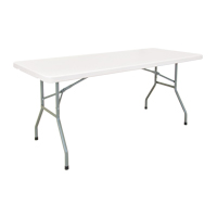 Folding Table, Rectangular, 72" L x 30" W, Polyethylene, White Cam Industrial