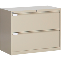 Lateral Filing Cabinet, Steel, 2 Drawers, 36" W x 18" D x 27-7/8" H, Beige Cam Industrial