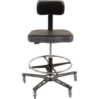 Chaise ergonomique industrielle TF160, Mobile, Ajustable, 20-1/2" - 28-1/2", Vinyle Si&egrave;ge, Noir/gris Cam Industrial
