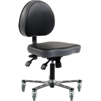 Chaise ergonomique &agrave; inclinaison r&eacute;glable SF180, Mobile, Ajustable, Vinyle Si&egrave;ge, Noir/gris Cam Industrial