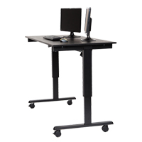 Adjustable Stand-Up Desk, Stand-Alone Desk, 45-1/4" H x 29-1/2" D, Black Cam Industrial