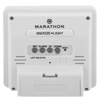 Desktop Clock, Digital, Battery Operated, 3.6" W x 1.5" D x 3.6" H, White Cam Industrial