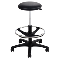Extended-Height Stool, Drafting, Adjustable, 22" - 32", Vinyl Seat, Black Cam Industrial