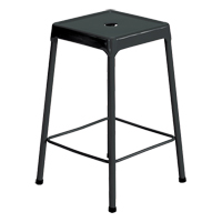 Counter Stool, Stationary, Fixed, 25", Steel Seat, Black Cam Industrial