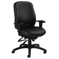 Overtime High Back Chair, Leather, Black, 300 lbs. Capacity Cam Industrial