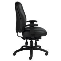 Overtime High Back Chair, Leather, Black, 300 lbs. Capacity Cam Industrial