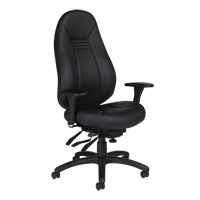 High Back Comfort Chair, Leather, Black, 300 lbs. Capacity Cam Industrial