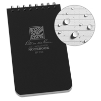 Pocket Top-Spiral Notebook, Soft Cover, Black, 100 Pages, 3" W x 5" L Cam Industrial