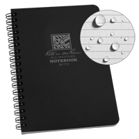 Side-Spiral Notebook, Soft Cover, Black, 64 Pages, 4-5/8" W x 7" L Cam Industrial
