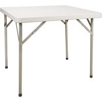 Folding Table, Square, 34" L x 34" W, Polyethylene, White Cam Industrial