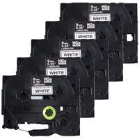 Laminated Tape, 9 mm x 8 m, Black on White Cam Industrial