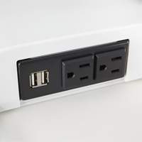 Bureau &eacute;lectrique assis/debout Soar avec bras d&eacute;cran double, Mod&egrave;le de bureau, 37-1/4" h x 27-3/4" la x 22" p, Blanc Cam Industrial