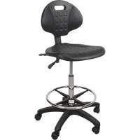 Tabouret robuste et ergonomique, Mobile, Ajustable, 39" - 48", Polyur&eacute;thane Si&egrave;ge, Noir Cam Industrial