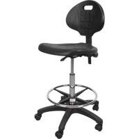 Tabouret robuste et ergonomique, Mobile, Ajustable, 39" - 48", Polyur&eacute;thane Si&egrave;ge, Noir Cam Industrial