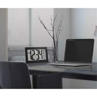 Self-Setting & Self-Adjusting Wall Clock with Stand, Digital, Battery Operated, Black Cam Industrial